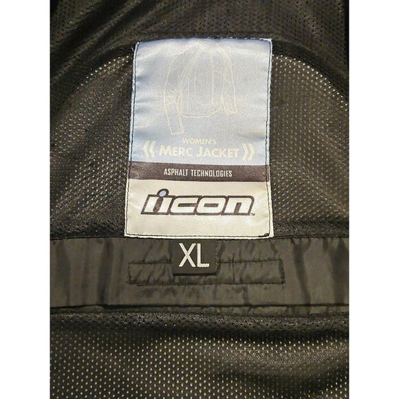 Icon Motorcycle Merc Jacket Womens XL Black Armored Padded Midweight Sturgis - Picture 16 of 16